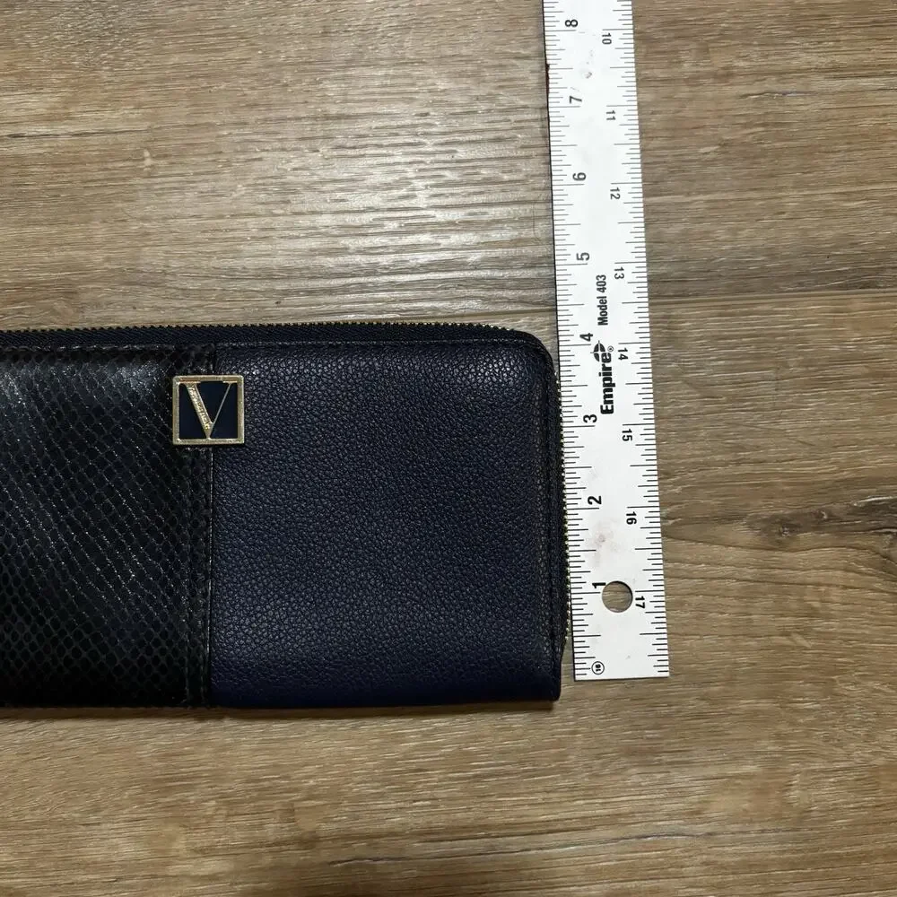Victoria’s Secret Faux Snakeskin Wallet with Zip Navy Blue - Picture 6 of 7